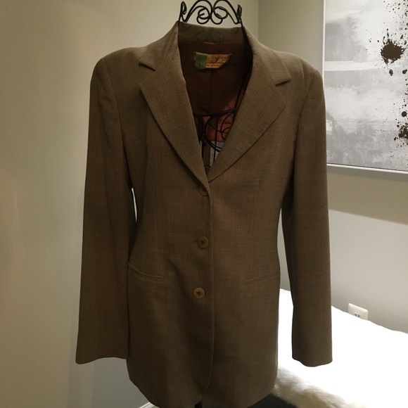 Donna Karan Signature Italian Wool Taupe Blazer - Picture 4 of 8